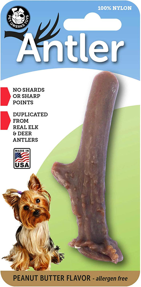 Pet Qwerks Nylon Antler Peanut Butter Flavored Dog Toy