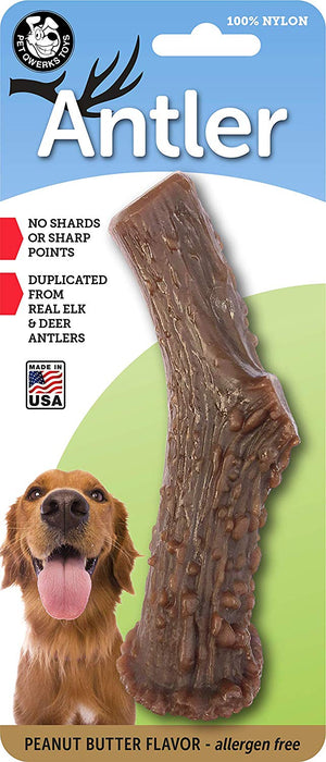 Pet Qwerks Nylon Antler Peanut Butter Flavored Dog Toy