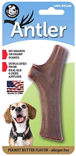 Pet Qwerks Jouet pour chien en nylon bois de cerf goût beurre de cacahuète.