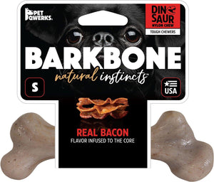 Pet Qwerks Dinosaur BarkBone Bacon Chew Dog Toy