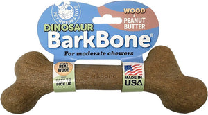 Pet Qwerks Dinosaur BarkBone Wood & Peanut Butter Chew Dog Toy