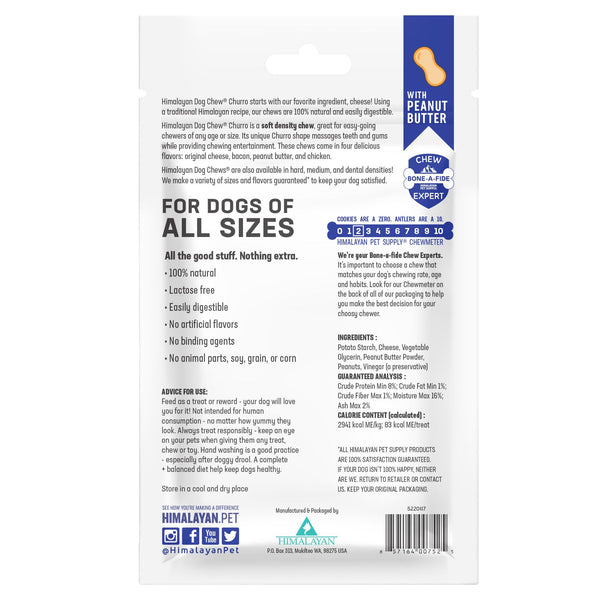 Himalayan Pet Supply Churro Dog Chew, Peanut Butter Flavor