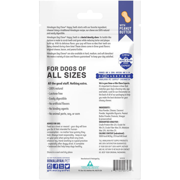 Himalayan Pet Supply Happy Teeth Dental Dog Chew, Peanut Butter