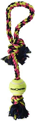 Mammoth Flossy Chews Pull Tug with Tennis Ball Dog Toy, Color Varies