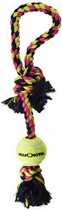 Mammoth Flossy Chews Pull Tug with Tennis Ball Dog Toy, Color Varies