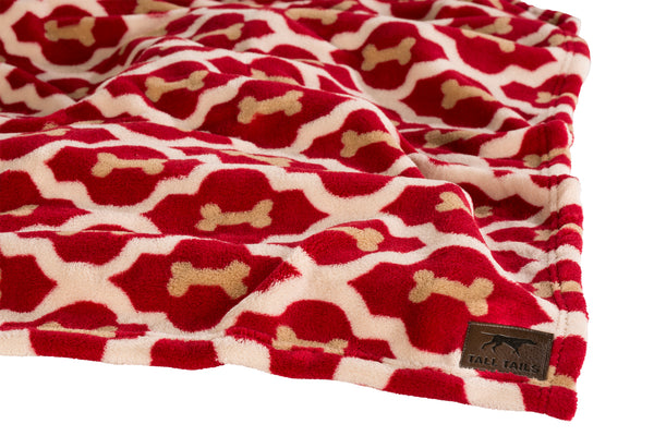 Tall Tails Couverture rouge en forme d'os pour chien