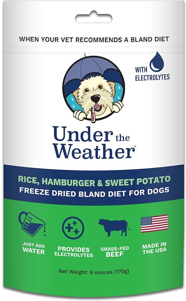 Under the Weather Nourriture lyophilisée pour chiens saveur Riz, Hamburger et Patate douce