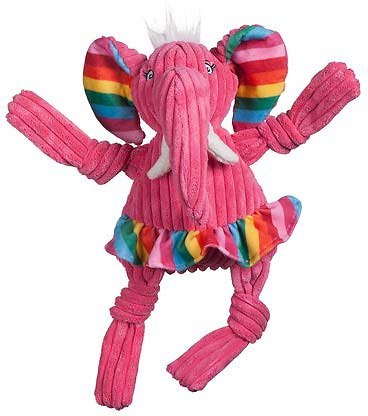 HuggleHounds Knottie Rainbow Elephant Plush Dog Toy