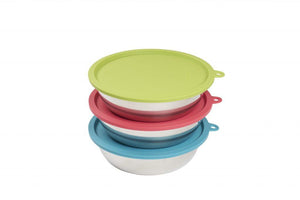 Messy Mutts Stainless Bowls with Silicone Lids for Dogs, 6-piece