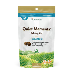 NaturVet Quiet Moments Calming Aid Plus Melatonin Soft Chews Dog Supplement, 65-count