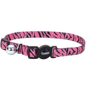 Coastal Fashion Collier pour chat Ï  libération rapide, Zèbre rose, 3/8-in