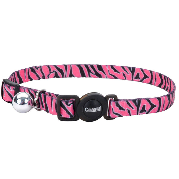 Coastal Fashion Breakaway Cat Collar, Pink Zebra, 3/8-in