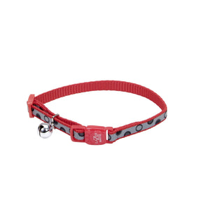 Lazer Brite Reflective Adjustable Breakaway Cat Collar, Red Bubbles, 3/8-in