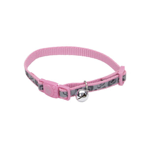 Lazer Brite Reflective Adjustable Breakaway Cat Collar, Pink New Hearts, 3/8-in