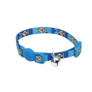 Li'l Pals Adjustable Breakaway Kitten Collar, Fish with Bubbles, 5/16-in x 6-8-in