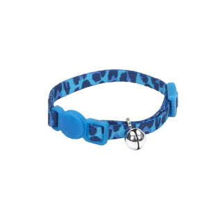 Li'l Pals Adjustable Breakaway Kitten Collar, Blue Leopard, 5/16-in x 6-8-in