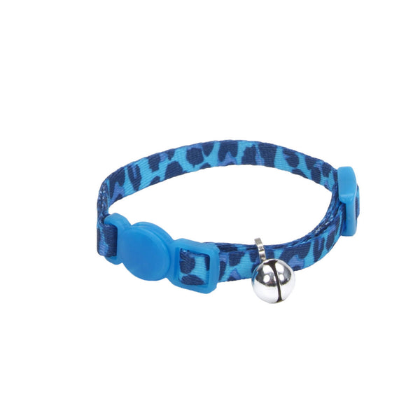 Li'l Pals Adjustable Breakaway Kitten Collar, Blue Leopard, 5/16-in x 6-8-in
