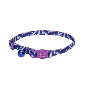 Coastal Fashion Breakaway Cat Collar, Purple Stars, 3/8-in