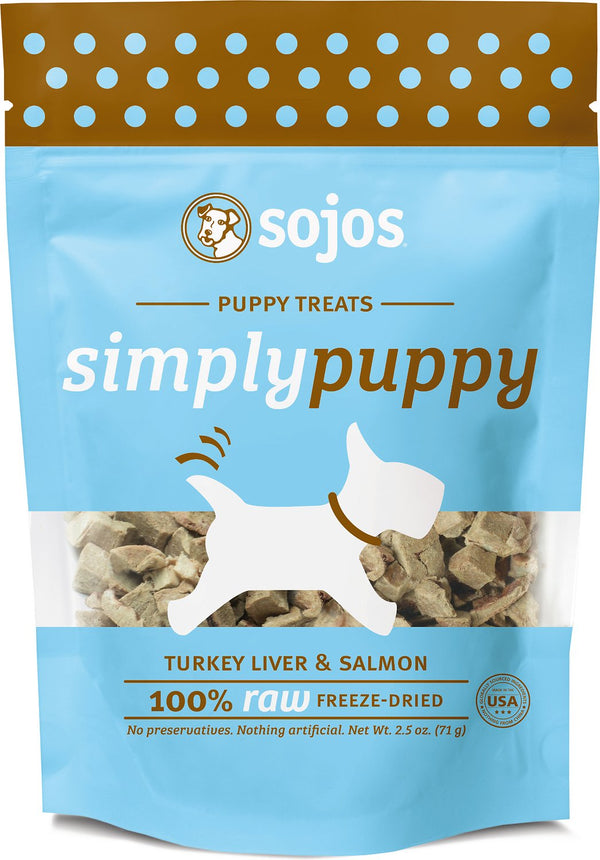 Sojos Simply Turkey Liver & Salmon Puppy Freeze-Dried Dog Treats, 2.5-oz