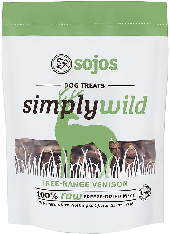 Sojos Simply Wild Venison Freeze-Dried Dog Treats, 2.5-oz