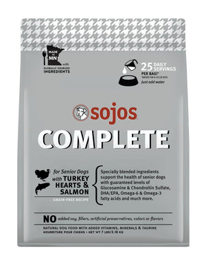 Sojos Recette complète Dinde et Saumon pour seniors Sans céréales Nourriture crue lyophilisée pour chiens
