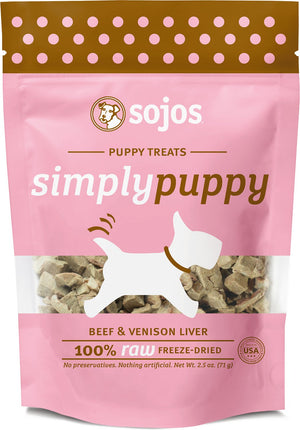 Sojos Simply Friandises pour chiots au bœuf et à la venaison lyophilisés, 2,5 oz