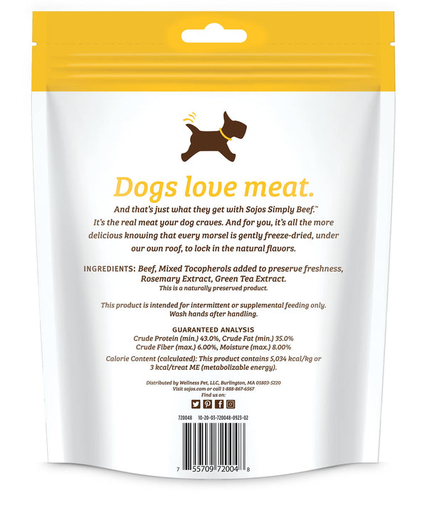 Sojos Simply Beef Freeze-Dried Dog Treats, 4-oz