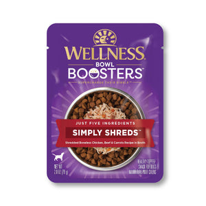 Wellness Bowl Boosters Simply Shreds Chicken, Beef & Carrots Grain-Free Wet Dog Food Topper