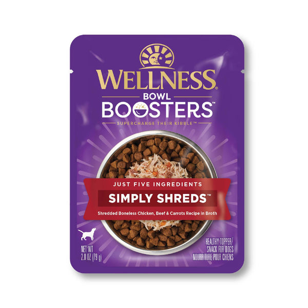 Wellness Bowl Boosters Simply Shreds Chicken, Beef & Carrots Grain-Free Wet Dog Food Topper