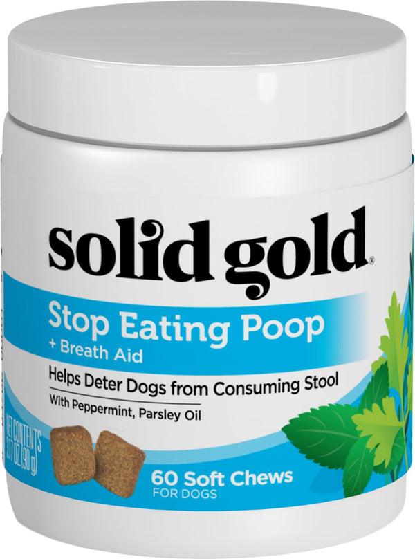 Solid Gold Supplements Stop Eating Poop + Breath Aid Soft Chews Grain-Free Dog Supplement, 60 count