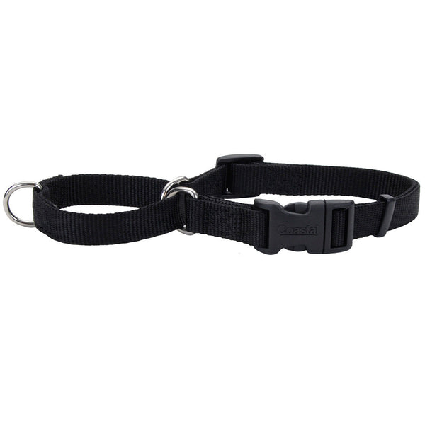 Coastal No! Slip Martingale with Buckle Adjustable Dog Collar, Black