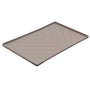 Messy Mutts Silicone Non-Slip Bowl Mat with Raised Edge & Two Sides Reinforced with Metal Rods for Dogs, Grey