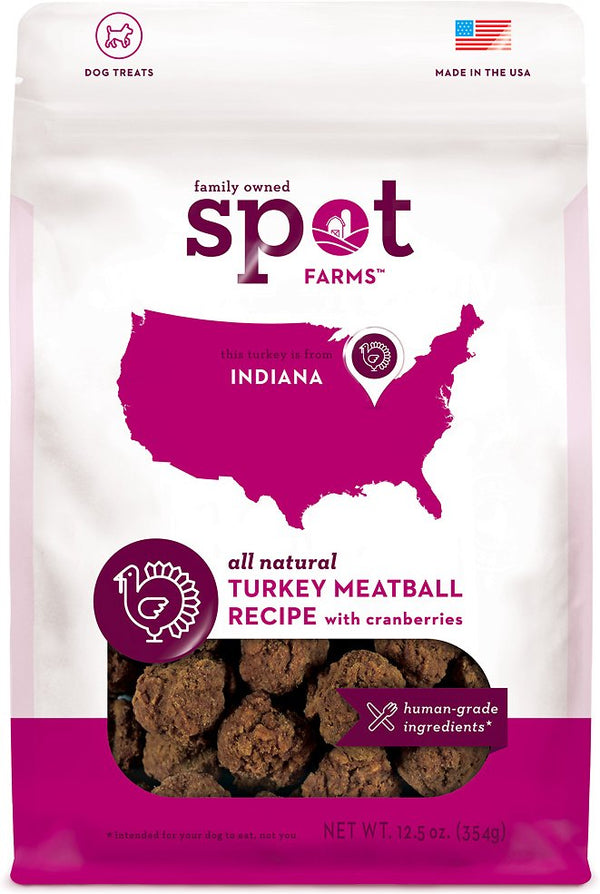 Spot Farms Turkey Meatball Recipe with Cranberries Dog Treats, 12.5-oz