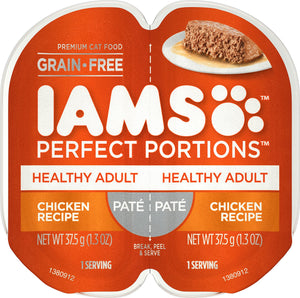 Iams Perfect Portions Healthy Adult Chicken Recipe Pate Grain-Free Cat Food Trays