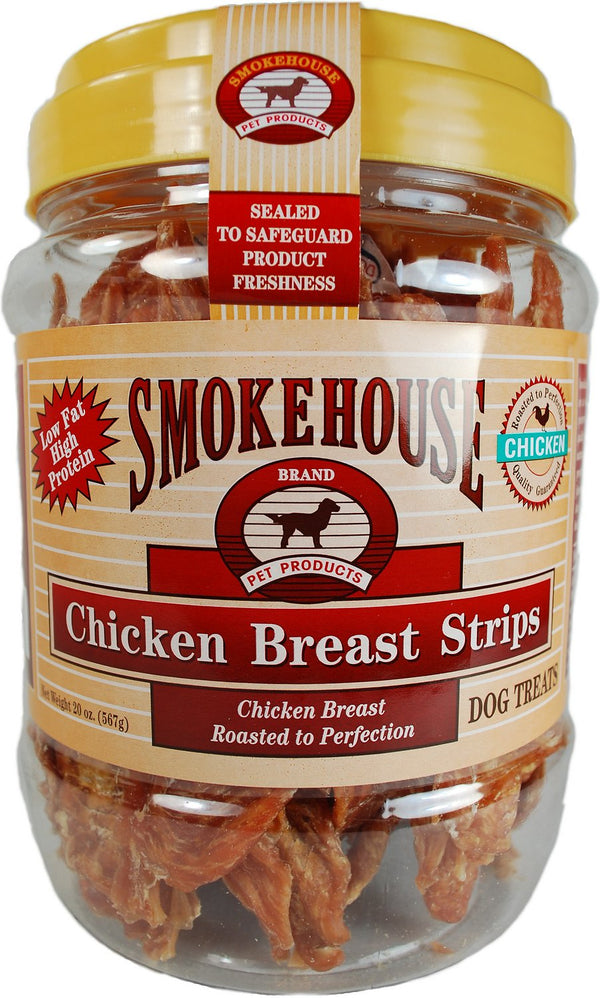 Friandises pour chiens lanières de poitrine de poulet fumé