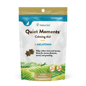 NaturVet Quiet Moments Calming Aid Plus Melatonin Soft Chews Cat Supplement