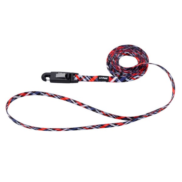 Li'l Pals Patterned Dog Leash with E-Z Snap, Red and Grey Plaid, 3/8-in x 6-ft