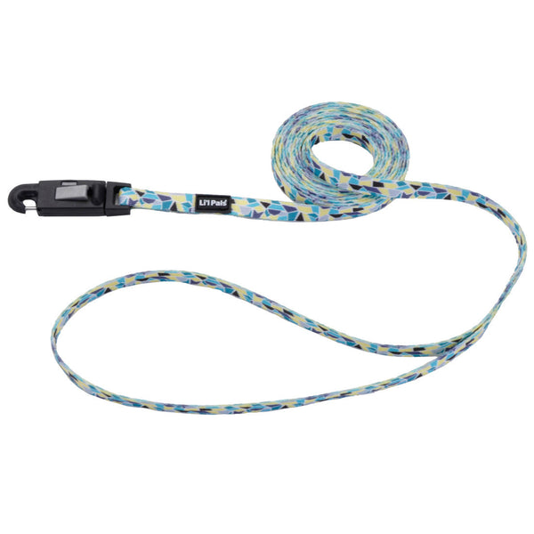 Li'l Pals Patterned Dog Leash with E-Z Snap, Teal Yellow Grey Stained Glass, 3/8-in x 6-ft
