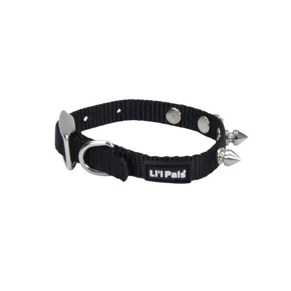 Li'l Pals Spiked Nylon Dog Collar, Black