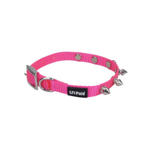 Li'l Pals Spiked Nylon Dog Collar, Neon Pink