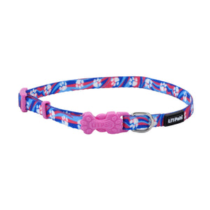 Li'l Pals Adjustable Patterned Dog Collar, Light Blue Paw