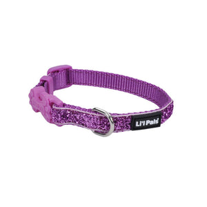 Li'l Pals Adjustable Collar with Glitter Overlay for Dogs, Orchid Sparkles