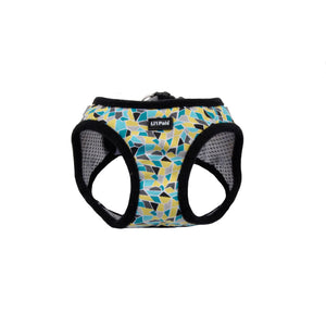 Li'l Pals Canvas Dog Harness, Teal Yellow Grey Stained Glass