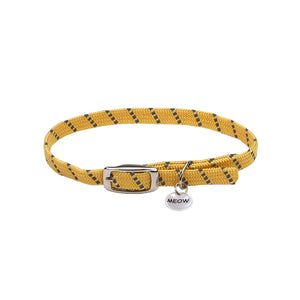 ElastaCat Reflective Safety Stretch Collar with Reflective Charm for Cats, Yellow, 10-in