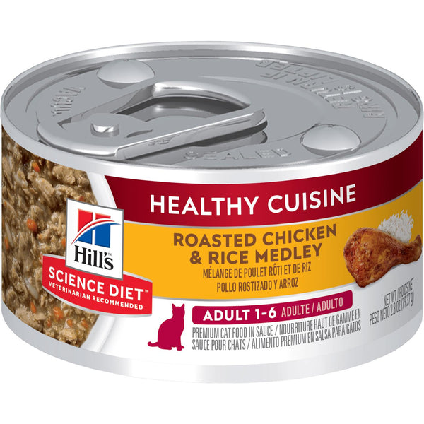 Hill's Science Diet Adult Healthy Cuisine Mélange rôti de poulet et riz Nourriture humide pour chats adultes