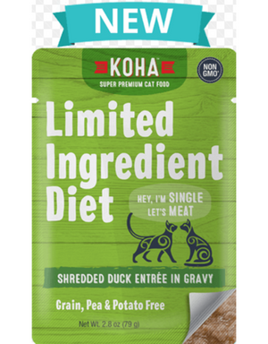 KOHA Chat Entrée de canard effiloché à ingrédients limités en sauce nourriture humide pour chats