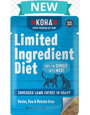 KOHA Entrée d'agneau effiloché à ingrédients limités en sauce Nourriture humide pour chats