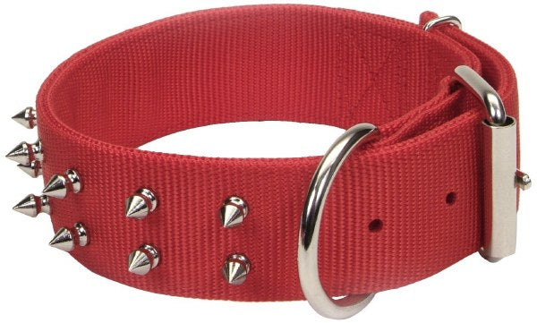 Macho Dog Collier épais clouté pour chien avec boucle à rouleau, rouge