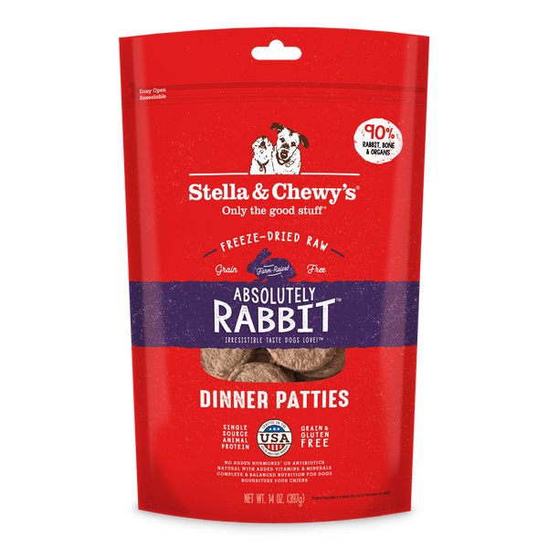 Stella & Chewy's Absolutely Rabbit Dîners de lapin en pâtés lyophilisés sans céréales pour chiens