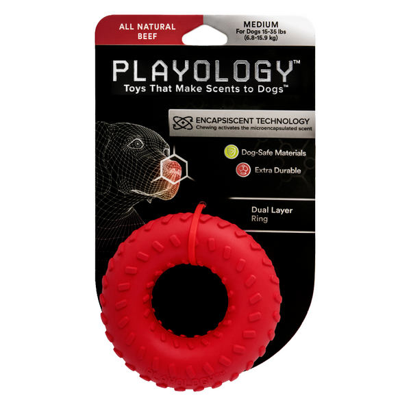 Playology Jouet Ï  mâcher pour chien Anneau Ï  double couche parfum bÅ“uf